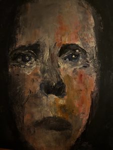 Angst zu haben vor allem was kommt. Traurigkeit,schmerzen, Krankenhaus , Selbst Porträt Trostlos, Malerin Ingrid Hauff, ingridhauff.de