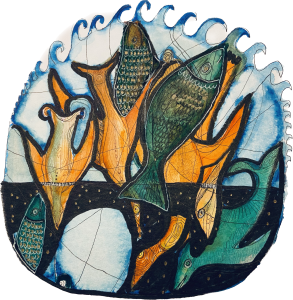 VER-RÜCKTE, VERRÜCKTE WELT. FISCHE STEIGEN AUS DEM WASSER IN DIE LUFT, UND DIE VÖGEL STÜRZEN INS WASSER